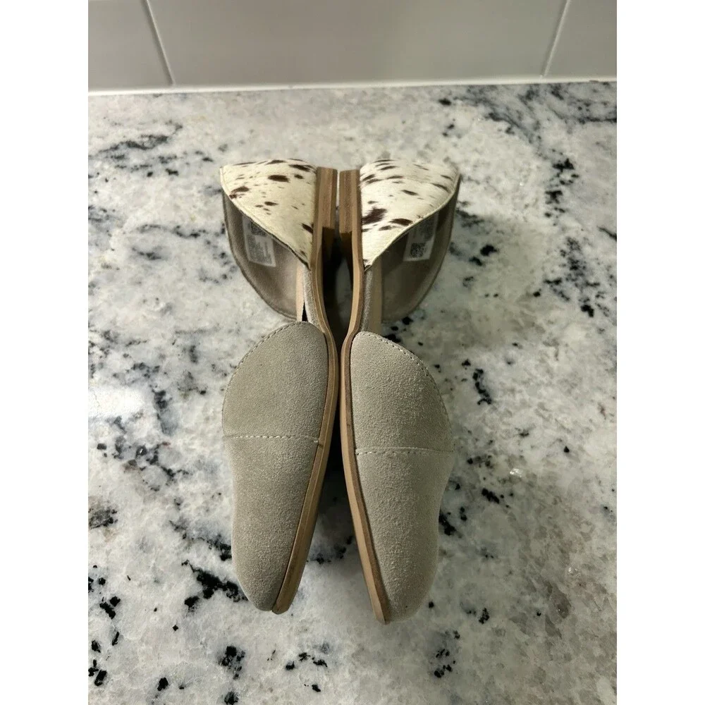 TOMS Julie D'Orsay Flats in Taupe Suede & Cow Hair Size 8 Western Preppy Casual